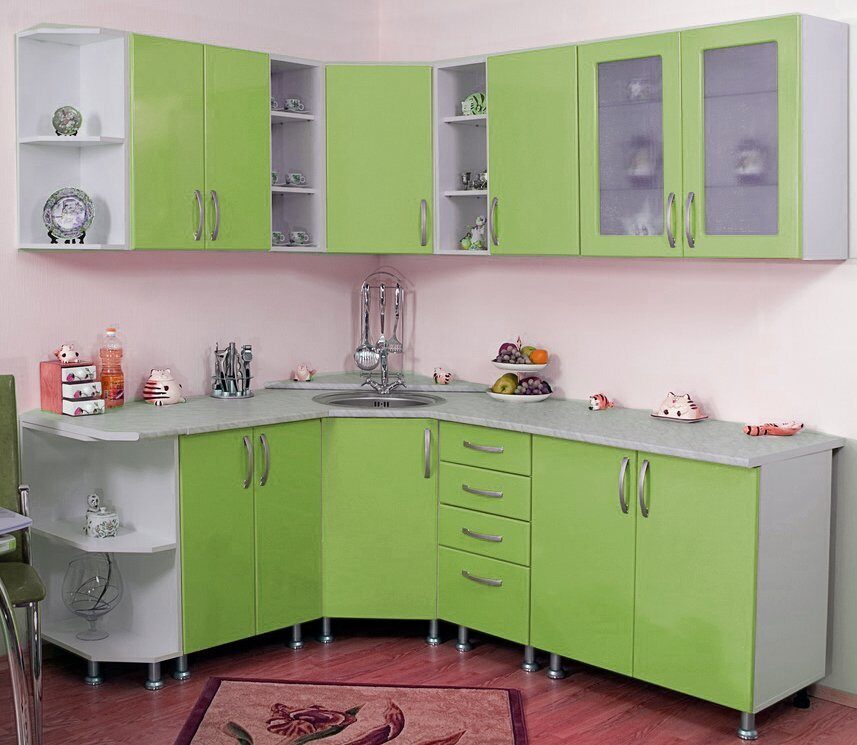 Распродажа кухонь эконом готовых кухонь. Кухня угловая салатовая. Кухонные гарнитуры угловые зелёные. Зеленая угловая кухня. Угловые кухни зеленого цвета.